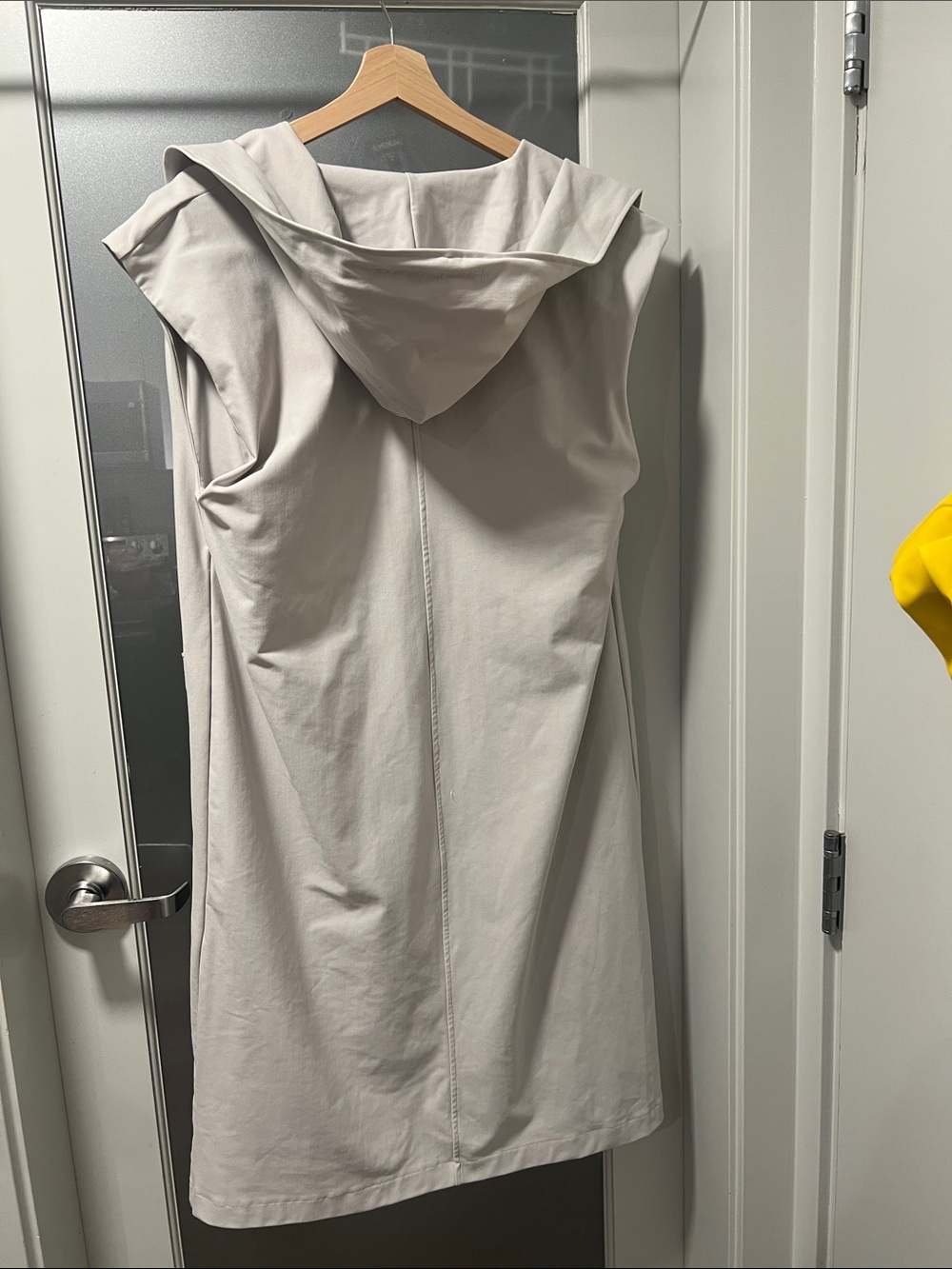 Sleeveless Hooded Longline Coatigan - Light Taupe - Picture 2 of 6